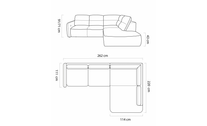 Stūra dīvāns CALVANO L